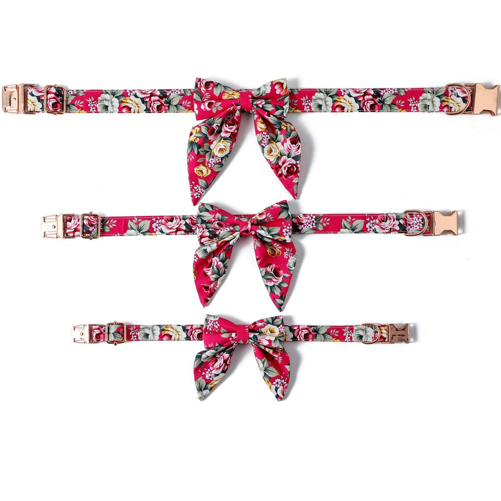 Cotton Rose Gold Buckle Dog Collar