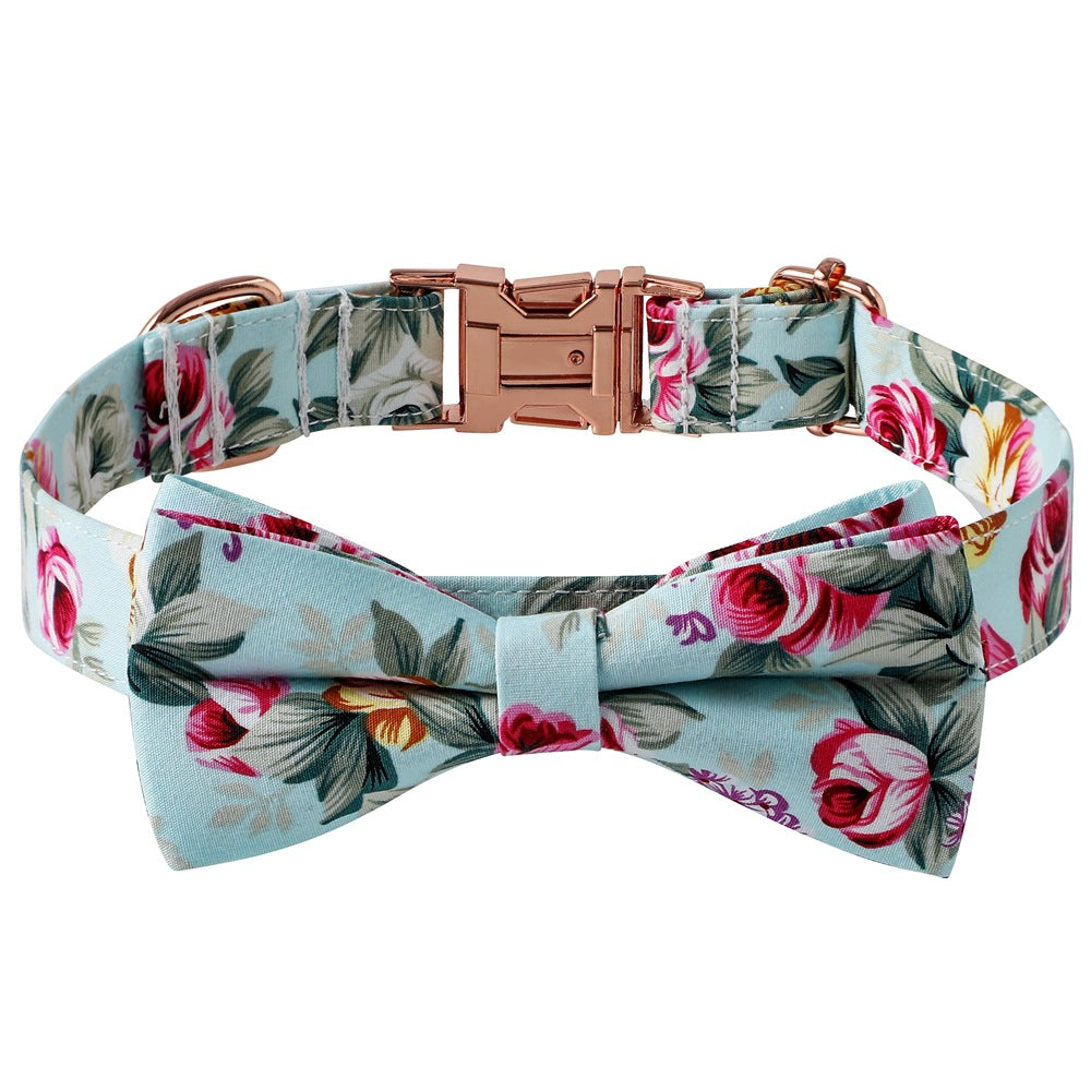 Cotton Rose Gold Buckle Dog Collar