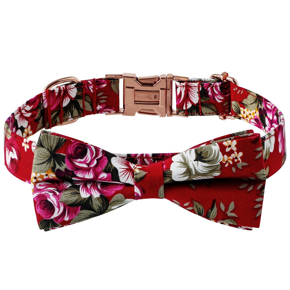 Cotton Rose Gold Buckle Dog Collar