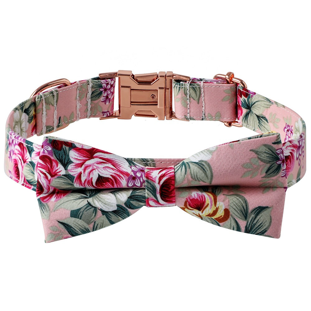 Cotton Rose Gold Buckle Dog Collar